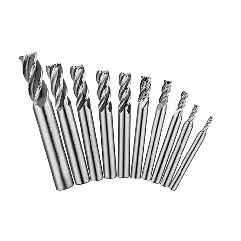 8PCS/9PCS/10PCS End Mills 4 Flutes HSS CNC Cutting Tool Set 1/16" - 1/2" for Wood Aluminum Steel Milling (10-Piece Set)...
