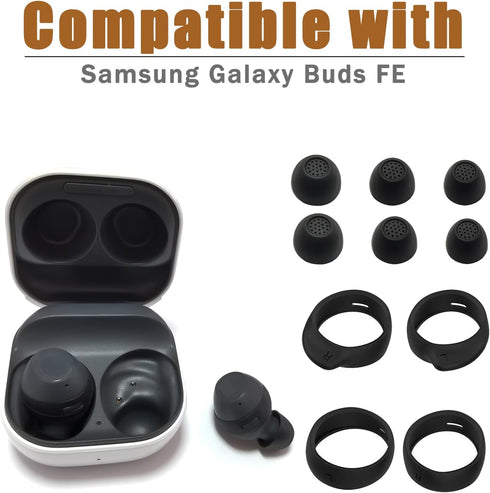 Silicone Ear Tip for Samsung Galaxy Buds FE Ear Wing Tips Fit in The Case for Galaxy Buds FE Earbuds Accessories Earbuds Tips, Black...