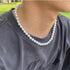 White 8mm Faux Hand Knotted Glass Imitation Pearls Necklace Earring Stainless steel Butterfly spiral buckle Jewelry 3 Set for Women and Men...