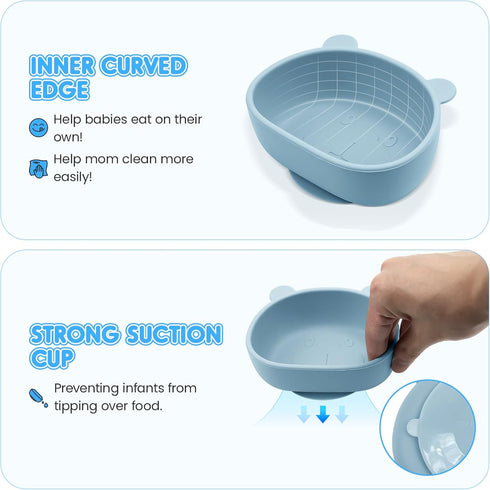 Baby and Toddler Feeding Supplies Set, Toddler Bowl Spoons Forks Set, 100% Food-Grade Silicone, Microwave & Dishwasher Safe (3 Pieces)...