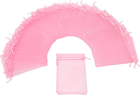 50Pcs Pink Organza Bags 3x4 inches, Small Mesh Drawstring Jewelry Candy Pouches Wedding Party Baby Shower Favor Gift Bags...