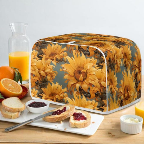4 Slice Toaster Cover Van Gogh Style Sunflower Plus Size Toaster Dust Cover Oil Painting Flowers Yellow Microwave Oven Cover Dust and Fingerprint ...
