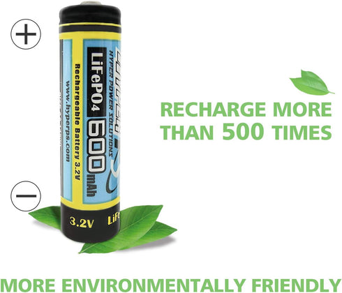 3.2V AA 600mAh Rechargeable Battery for Solar Panel Light, Tooth Brush, Shaver, Flashlight (4-Pack)...