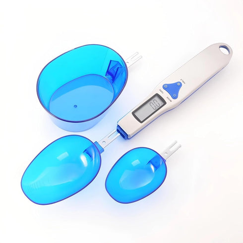 Yoidesu Digital Kitchen Scale, Electronic Gram Measuring Spoon, 500g/0.1g Blue Cute Digital Weight Scale Spoon with 3 Measuring Spoons for Portion...