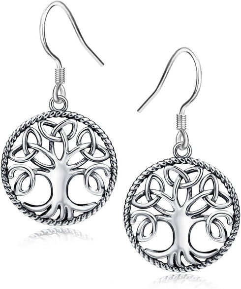925 Silver Celtic Knot Tree of Life Drop Hook Earrings Mother Day Jewelry Gift for Mom...
