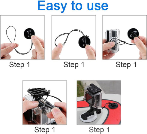 Action Camera Safety Tether Strong Adhesive Stickers Strap Cord Compatible with GoPro Hero 12, 11, 10, 9, 8, 7, 6, 5, 4,SJCAM Action Camera Helmet...