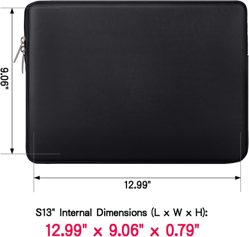 RAINYEAR 13 Inch Laptop Sleeve Soft PU Leather Case Water Resistant Padded Cover Bag Compatible with 2021 2022 MacBook 13.6" M2 A2681 13.3" A2338 ...