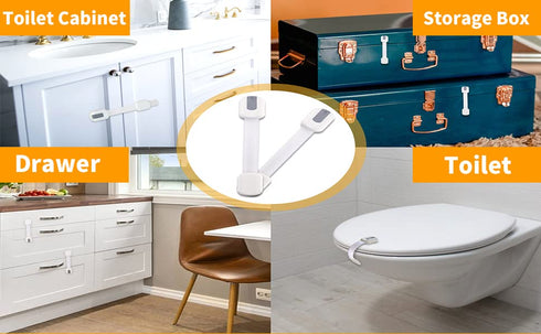 Vmaisi Baby Proofing Cabinet Locks - Childproofing Adjustable Multi Use Straps Latches for Drawers, Fridge, Dishwasher, Toilet Seat, Cupboard, Clo...