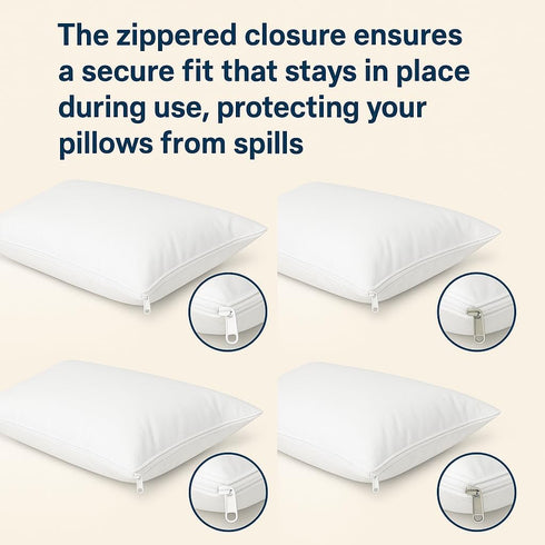 4 Pack Deluxe Zippered Vinyl Pillow Covers - Waterproof Protectors for Longer Lasting Pillows. Standard Size 20"x29". Ideal for Home, Hotel and Ho...