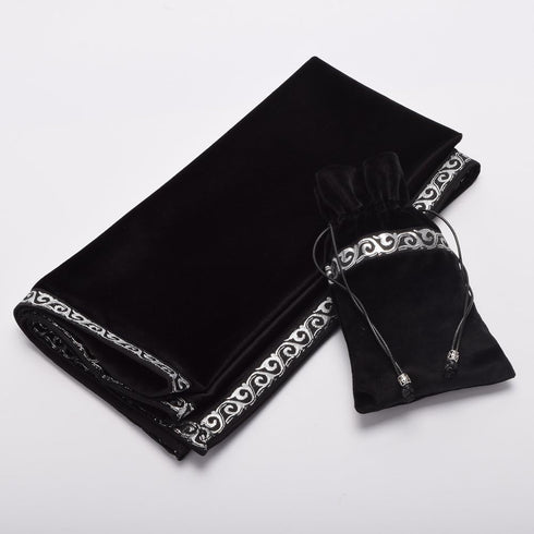 BLESSUME Altar Tarot Table Cloth Divination Wicca Square Velvet Cloth with Tarot Pouch Black...