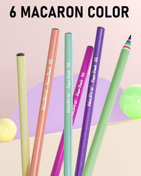 Nicpro 24PCS Rainbow Pencils HB #2, Cute Pastel Pencils Pre-Sharpened Wooden Pencils, Break-Resistant & Eco-friendly Recycled Paper Pencil For Kid...
