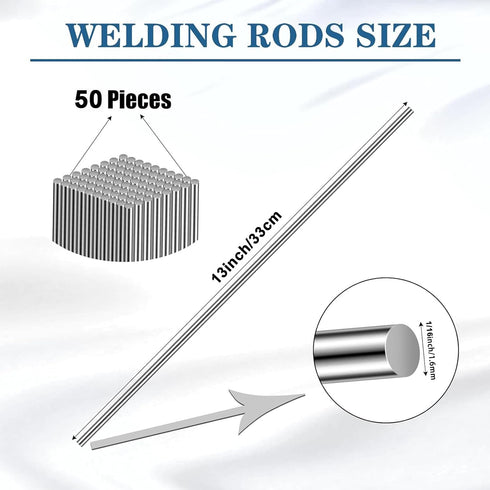 50-Pack 1/16''x13'' Aluminum Brazing Rods, Aluminum Welding Rods for Propane Torch Alloy Aluminum Soldering Rods Low Temperature Easy Melt Welding...