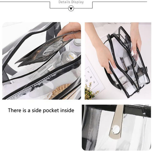 SxoSyo Clear Makeup Bags Large Travel Toiletry Bag for Women Transparent Cosmetic Bags with Handle Bathroom Organizer Bag PVC Tote Zipper Handbag ...