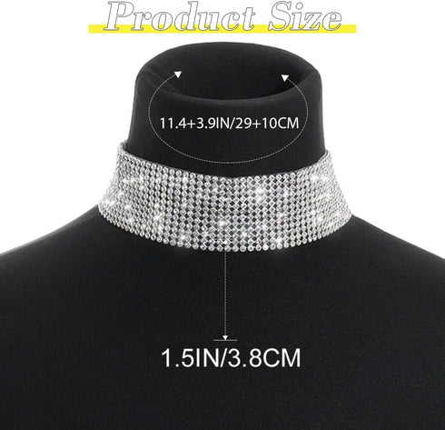 Nicute Rhinestone Necklace Jewelry Silver Crystal Wide Choker Necklace Sparkly Collar Necklaces Prom for Women...
