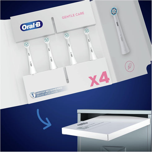 Oral-B iO Gentle Care Electric Toothbrush Head, Twisted & Angled Bristles for Deeper Plaque Removal, Pack of 4 Toothbrush Heads, Suitable for Mail...