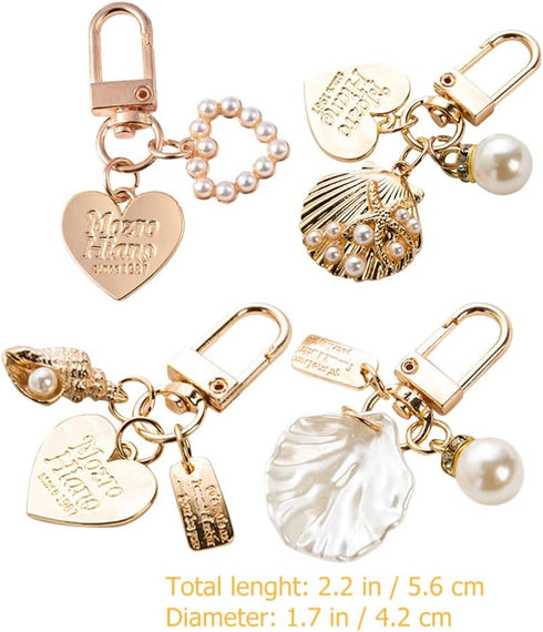 jojofuny Key Chain for Women Ladies 4 Pcs Pearl Shell Shape Key Ring Lovely Keychains for Girls Dree up Accessories...