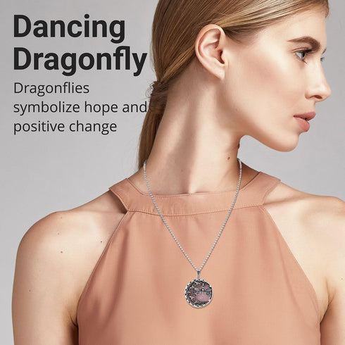 Shop LC Dragonfly Necklace - Dragonfly Jewelry Gifts for Women - Rose Quartz, Black, Aventurine, Carnelian & Blue Goldstone Healing Gemstone Penda...
