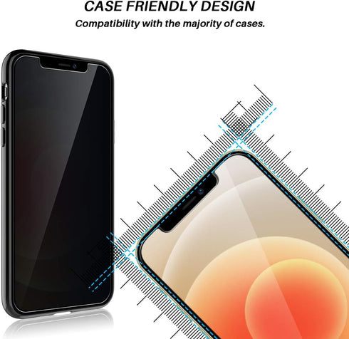 2 Pack L?K Privacy Screen Protector Designed for iPhone 12 and iPhone 12 Pro 5G 6.1 inch Tempered Glass High Clear, Case Friendly, Come with Insta...