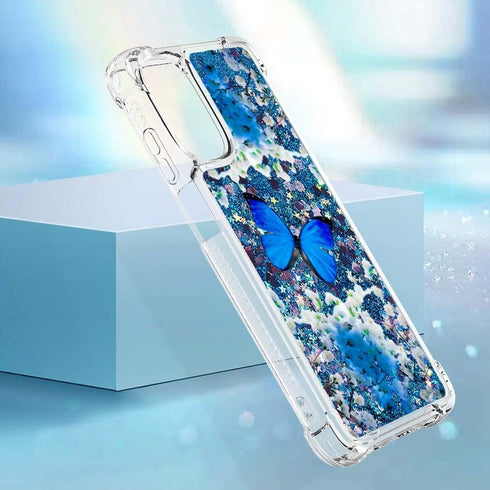 for Moto G 5G 2022 Phone Case with Tempered Glass Screen Protector, Motorola G 5G 2022 Case,Women Girls Glitter Bling Liquid Soft TPU Shockproof S...