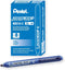Pentel Handy-line S Retractable and Refillable Permanent Marker, Chisel Tip, Blue Barrel, Blue Ink, Box of 12 (NXS15-C)...