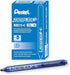Pentel Handy-line S Retractable and Refillable Permanent Marker, Chisel Tip, Blue Barrel, Blue Ink, Box of 12 (NXS15-C)...