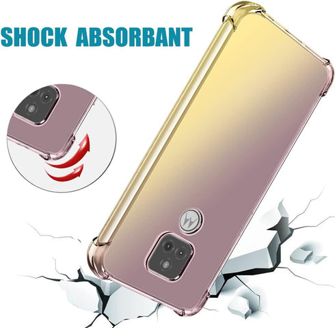 for Moto G Play 2021/Motorola G Play 2021 Case with Tempered Glass Screen Protector, Clear Gradient Slim TPU Back Phone Protective Cover for Motor...