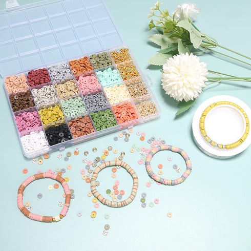 LFLIUN DIY Jewelry Making Kit Clay Beads Bracelet Making Kit, Flat Preppy Beads for Friendship Bracelets, Polymer Clay Beads Crafts Gifts...
