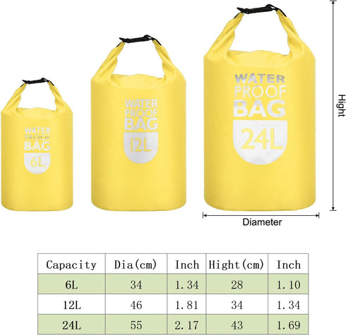 PATIKIL 6L Waterproof Dry Bags, 2 Pack Portable Dry Sack Roll Top Bag Lightweight Dry Storage Bag for Gym Kayaking Hiking Swimming Camping, Yellow...