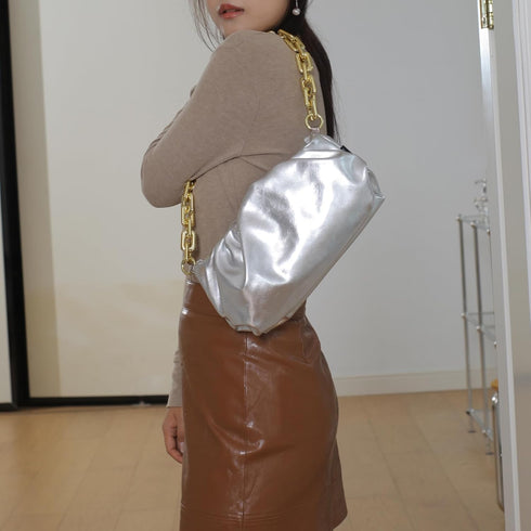 NAARIIAN Women‘s cloud-shape dumpling bags | Chunky chain clutch purses | Detachable shoulder strap Evening Handbags...