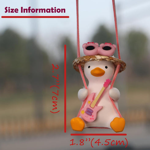Rear View Mirror Hanging Accessories of Swinging Duck Cool Swinging Duck Car Hanging Ornament Pendant Interior Rearview Mirror Decoration (White-P...