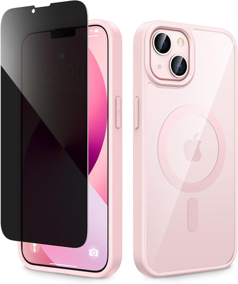 VEGO for iPhone 13 & iPhone 14 Magnetic Case with Privacy Screen Protector, iPhone 13 Case Compatible with MagSafe Clear Slim Anti Peeping/Anti-Sc...