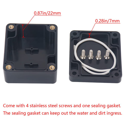2 Pack Project Box IP65 Waterproof Junction Box ABS Plastic Black Electrical Boxes DIY Electronic Project Case Power Enclosure 2.48"x2.28"x1.38" (...