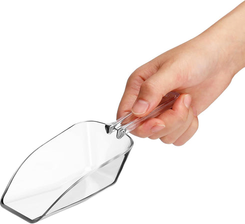 Hestya 4 Pcs Multi Purpose Clear Plastic Scoops for Candy Buffet Acrylic Kitchen Ice Food Popcorn Scoops for Protein Powders, Ice Cream, Coffee, T...