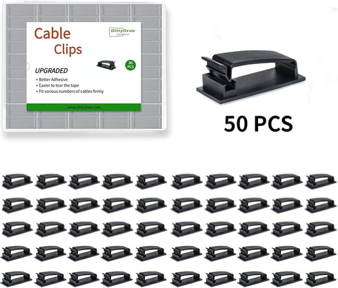 Cable Clips 50PCS, Self Adhesive Cable Management Clips, Cord Organizer Wire Clips Cord Holder for Appliances PC Wall Ethernet Cable Under Desk Ni...