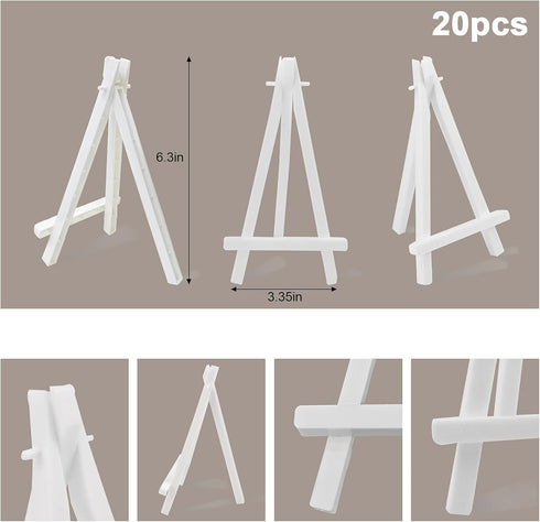 Mini Plastic Display Easel, 20 Pcs White Tabletop Art Easel Painting Easels for Photo Paintings Cards Invitations Menu Display...