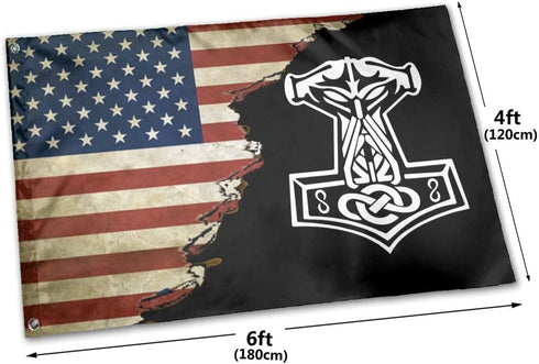 in Odin We Trust Thor Vikings Hammer Mjolnir Norse Celtic Outdoor Flag Decorative Flag Banner Flags Garden Flag Home House Flags 4x6 Ft...