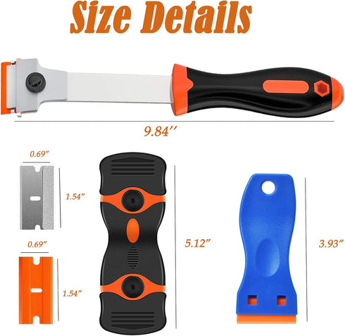 Razor Blade Scraper, 3PCS Putty Knife Tools 30 PCS Plastic Metal Blades, Kitchen Glass Window Floor Scraper for Cleaning Sticker Decal Paint Decal...