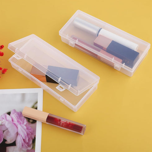 Rectangular Plastic Storage Containers, 3 Pcs Small Clear Storage Box with Hinged Lids Empty Bead Organizer Storage Cases for Small Items Jewelry ...