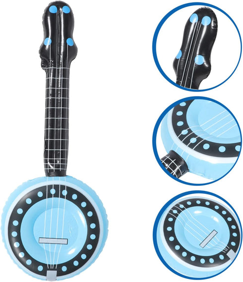 Beach 3pcs Inflatable Rock Star 80s 90s Party Decorations Inflatable Party Props Musical Instrument Blow up Banjo Carnival Party Favors Kids...