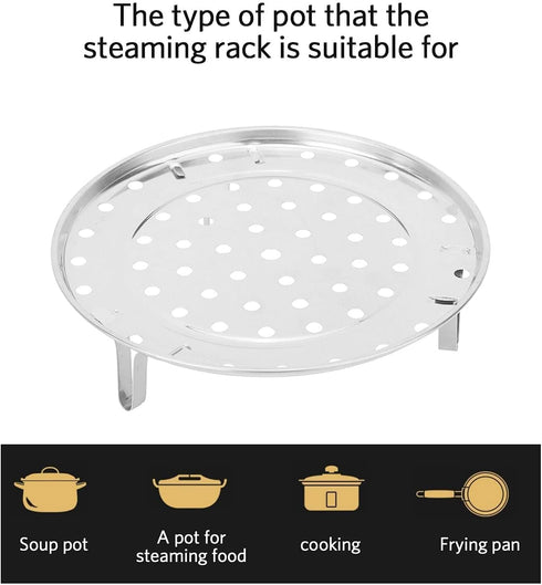 Steamer Rack, 10.2 Inch Stainless Steel Steamer Rack Steam Tray with Removable Legs, Pressure Cooker Canner Round Pot Steaming Tray for Steamers C...