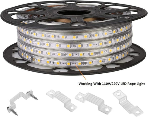 100 Pack led Rope Light mounting Brackets Outdoor Rope Light Fixing Clips Suit for 14-15mm Width Rigid Rope Light Holder with 202PCS Screws...