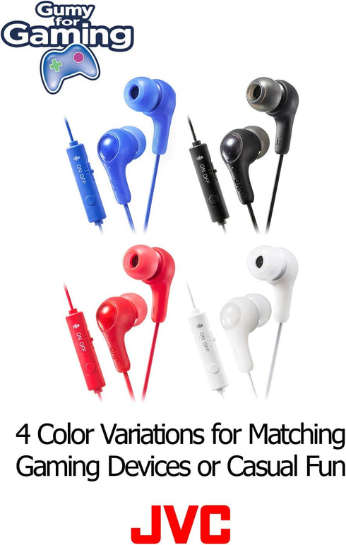JVC Gumy Gamer, in Ear Earbud Headphones with Mic, Remote, and Mute Switch for Gaming and Chatting, Powerful Sound, Comfortable and Secure Fit, Si...