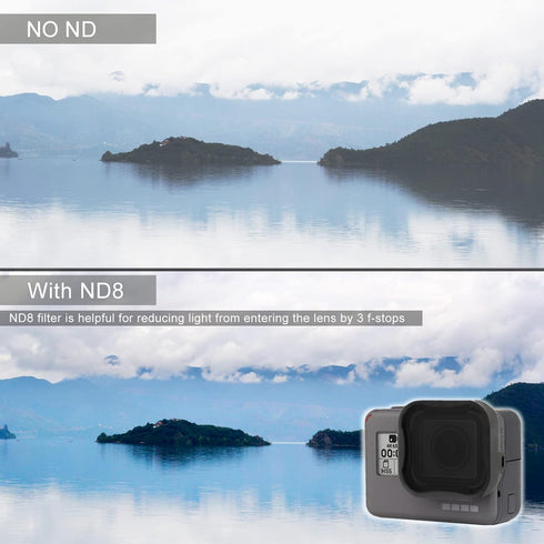 3-Pack Camera Lens Filter Set for GoPro Hero 5/6/7 Black/Hero (2018) Cameras, ND Filter(ND8 Filter) Dive Filters(Light Red Filter and Magenta Filt...