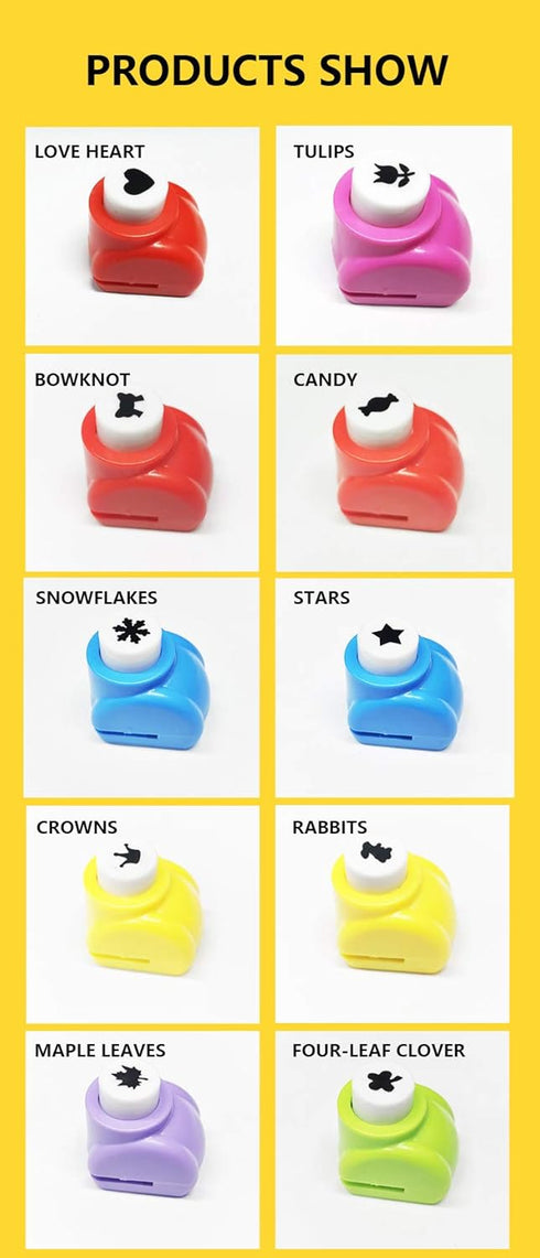 10 Pack Punch Craft Set, Colorful Crafts Hole Punch Shape, Hole Punch Shape Scrapbooking Supplies Shapes Hole Punch, Great for Crafting and Fun Pr...