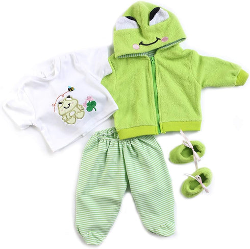 Reborn Baby Girl Boy Dolls Clothes 22 inch 4 pcs Sets Green Frog Outfit Fit 20-22" Newborn Dolls Clothes Accessories...