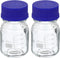 PATIKIL 100mL Reagent Media Bottle, 2Pcs Round Graduated Glass Storage Bottle Blue Screw Cap for Chemistry Lab Universities Home, Clear...