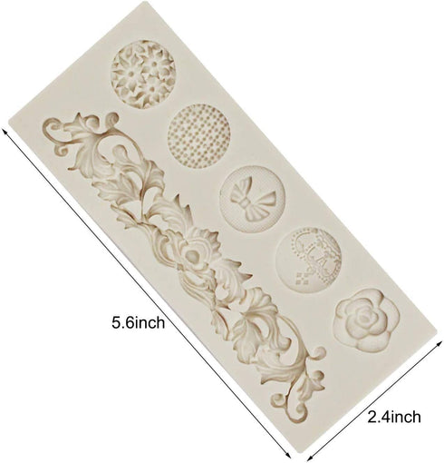 3 Pieces Baroque Fondant Molds Scroll Border Lace Silicone Molds Curlicues Gum Paste Candy Chocolate Molds for Cake Decorating Sugar Craft Polymer...