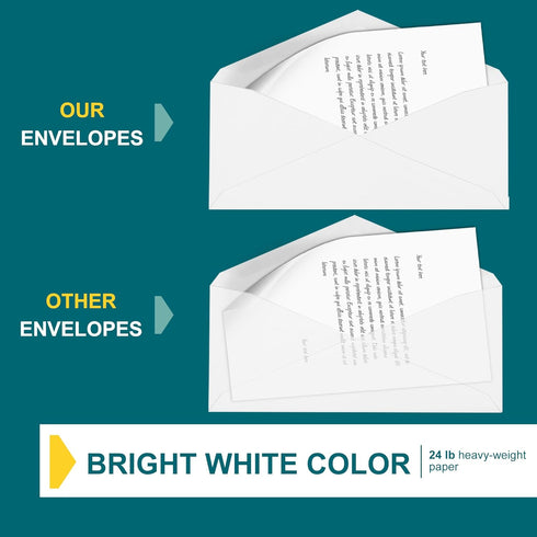 #9 Envelopes Letter Size - 80 Pack - 3 7/8 x 8 7/8 inch White Business Envelopes with Gummed Seal - Return Mailing Envelopes - Legal Envelopes for...