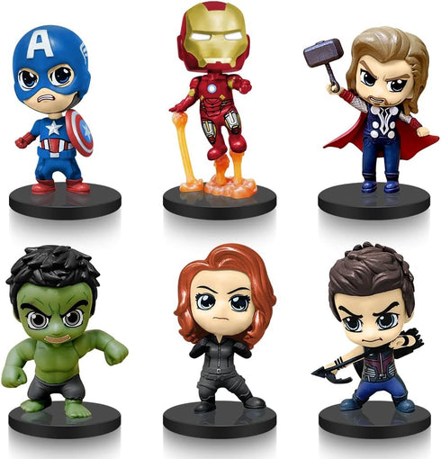 6 Pcs Superhero Anime Movie Adventures Action Figures Set,Super Hero Toys,Hero Cake Toppers Collectibles with Bases for Boys & Girls' Birthday Par...