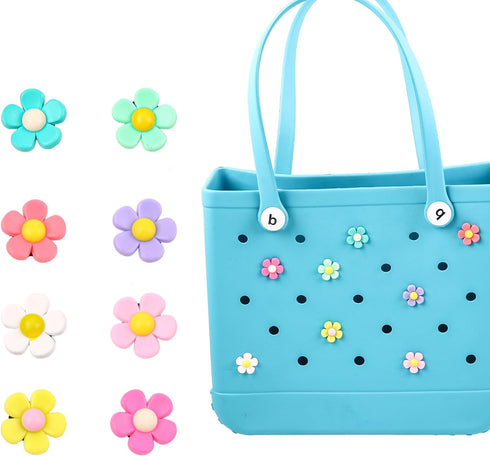 8 Pcs Flower Charm Accessory for Bogg Bags and Simply Southern Totes, Decorative Accessories toCustomize Your Beach Tote Bag...